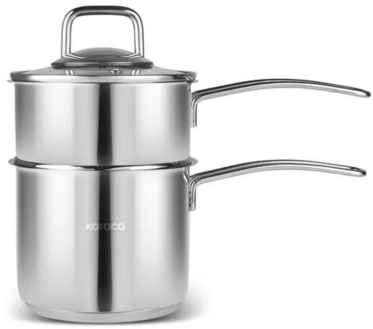 Karaca Mutfaksever - Fonduepannenset – 14 cm – RVS – 1,3 L & 1,7 L – Fonduepan voor Kaas & Chocolade