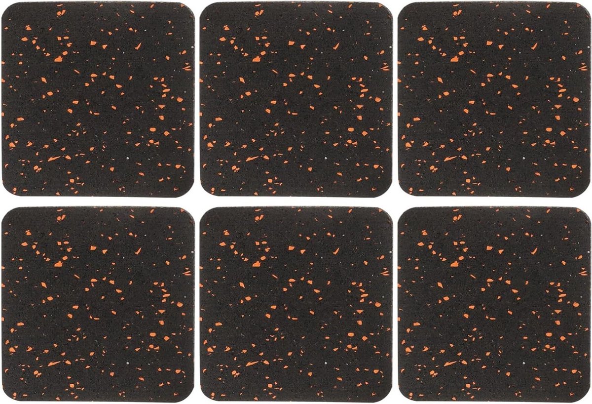 Rubberen Gymvloer Matten - Fitnessmatten Vloerbescherming - Apparatuur Dempen - Geluidsabsorberend Schokdempend - 6 stuks 1 cm dik - Oranje