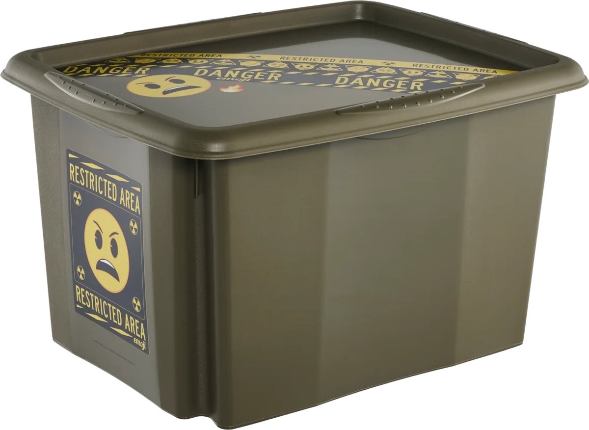 keeeper opbergbox Karolina Emoji Danger, 30 liter, olijfgroen, 35x45x27 cm