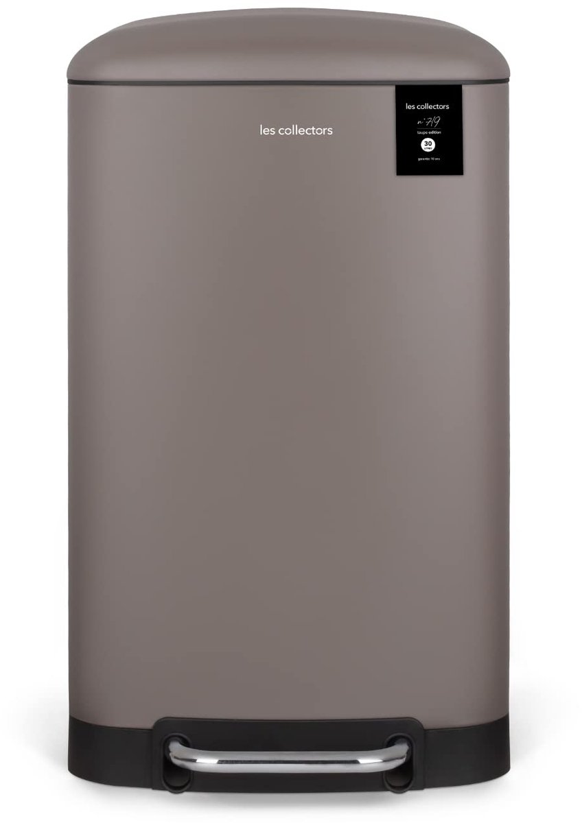 SnelShoppen - Keukenafvalemmer met Pedaal 30L Roestvrij Staal - Compact, Praktisch, Uitneembare Binnenemmer, Duurzaam, Stil Deksel, Taupe voor Keuken