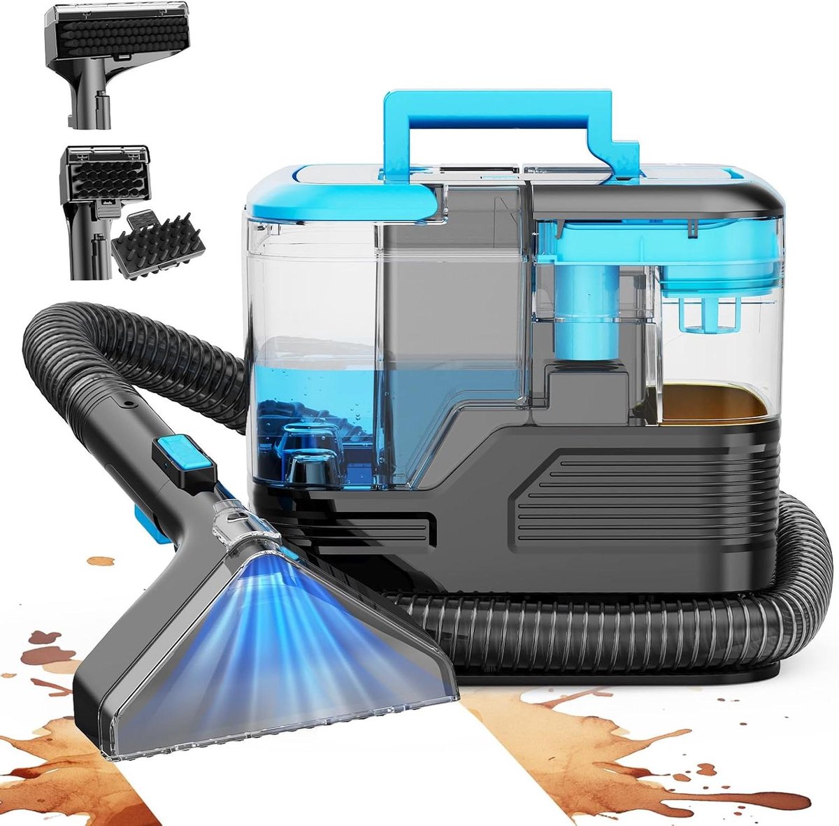 Bekledingsreiniger - Tapijtreiniger Waszuiger - Vlekken Verwijderen - Dubbel Tanksysteem - 2 Liter Capaciteit - Blauw