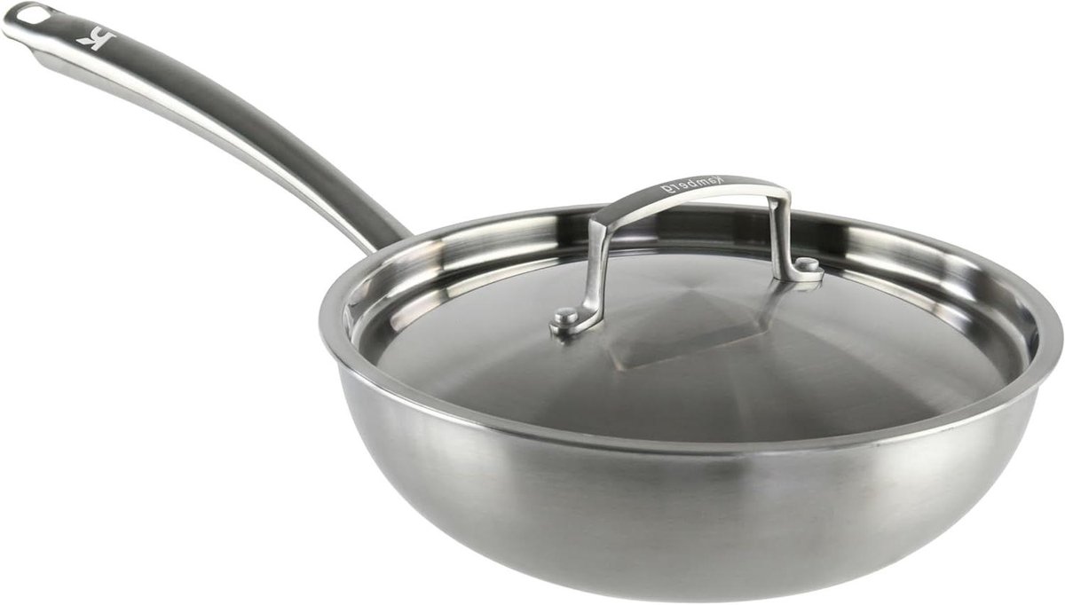 Roestvrijstalen Wok - Roerbakpan - Gezond Koken - PFAS-vrij - Ø 28 cm - Grijs