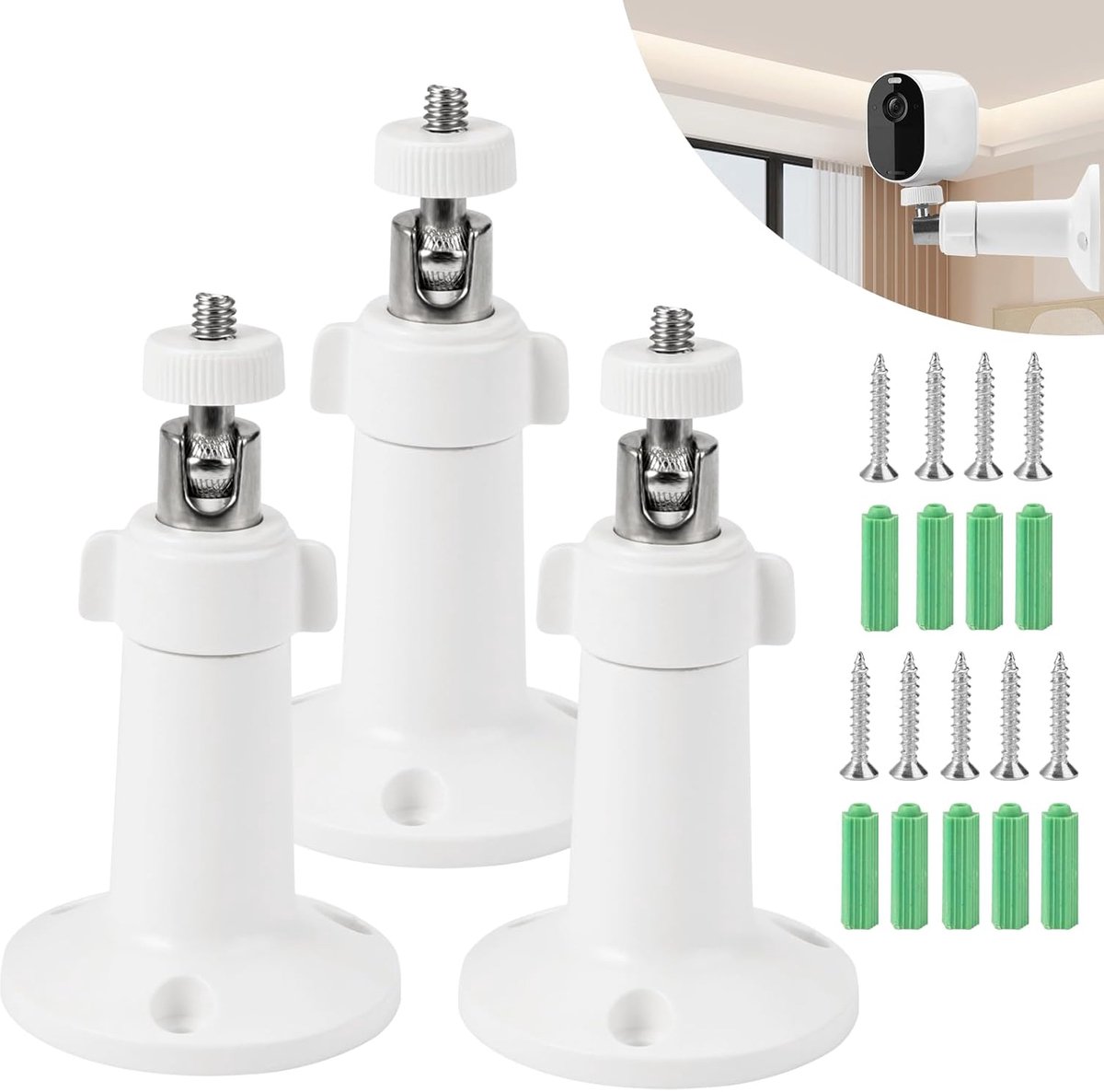 SnelShoppen - Camera Mount 3 Stuks - Verstelbare Beugel voor Beveiligingscamera - 360 Graden Wandmontage - Stevige Camera Houder - Geschikt voor Arlo