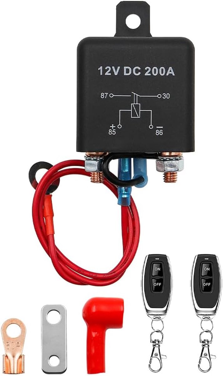 SnelShoppen - 12V Afstandsbediening Schakelaar - Accu Uitschakelaar 200A voor Zware Apparaten, Auto's, Inverters en Pompen - Veilig en Handig