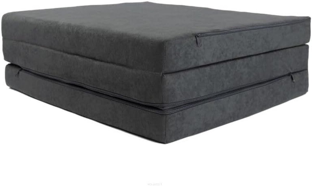Vouwmatras Gastenmatras - Opvouwbaar Bed - Extra Slaapplaats - Afneembare Hoes - 195x80x9cm - Grijs