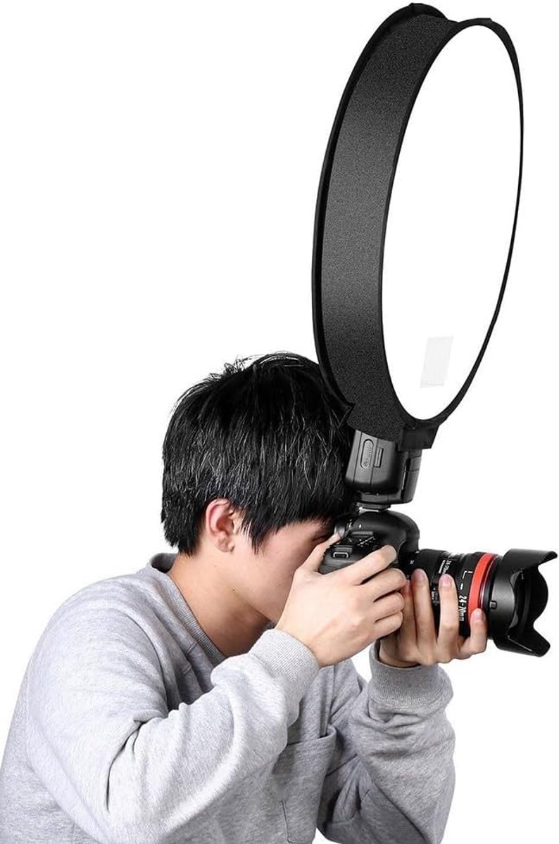 SnelShoppen - Mini Softbox Ronde Beauty Dish Flash Diffuser Softbox voor Camera Speedlight - 30cm Vergroot Natuurlijke Verlichting en Vermindert Schad