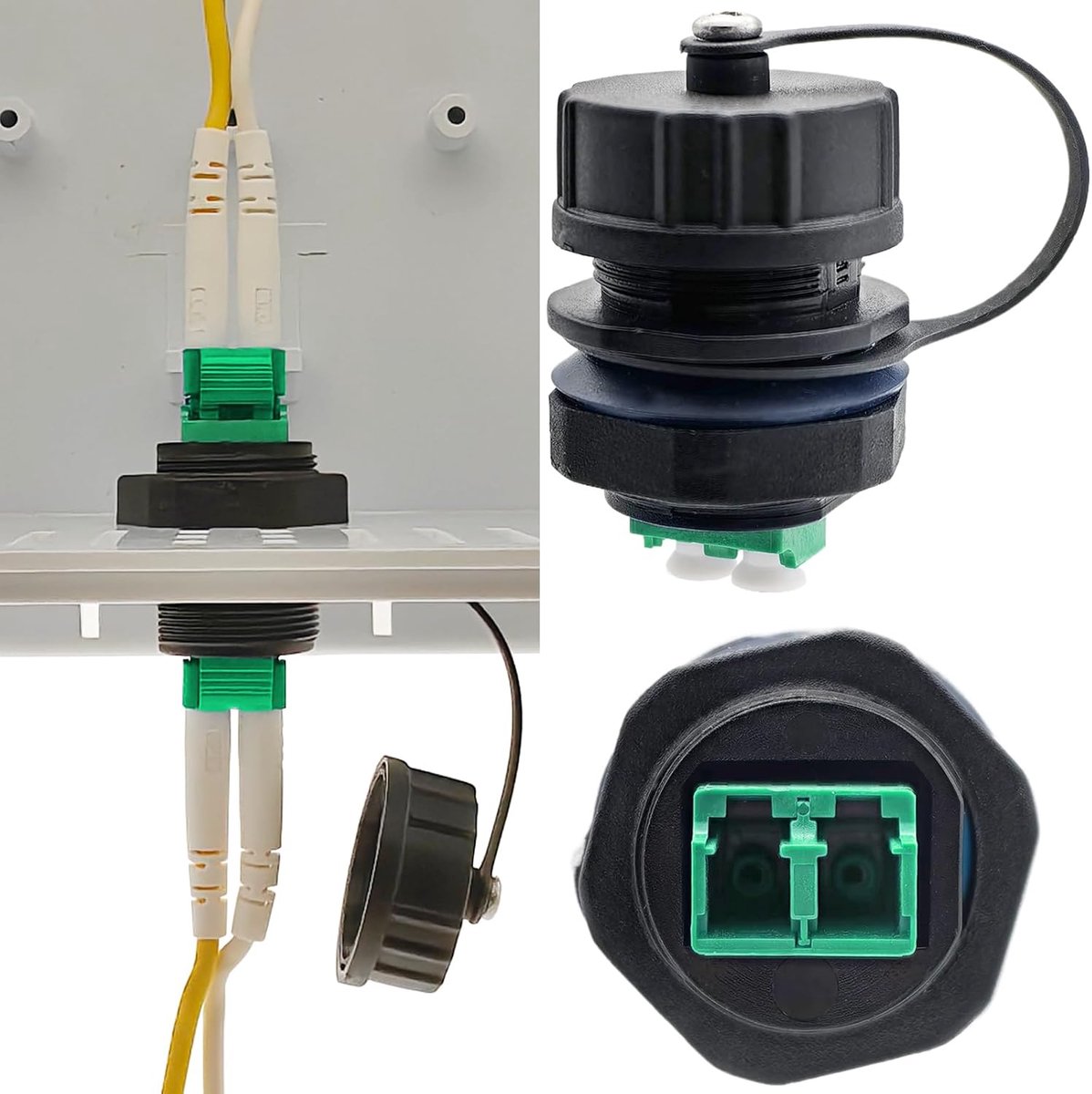 SnelShoppen - Fiber Coupling LC-APC, IP68 Fiber Optische Kabel Connector met Waterdichte Deksel, Groene Interface voor SFP Modules en Vooraf Ingebouwd