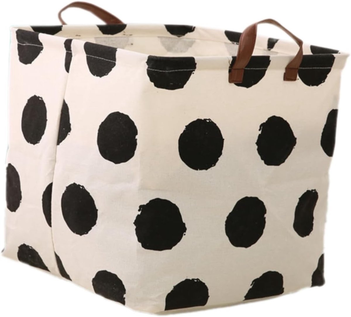 Set van 4 Opvouwbare Opbergmanden, 32 x 32 x 32 cm, Handige Opbergdozen voor Kleding en Speelgoed, Organizers met Handvatten en Stijlvolle Zwarte Dots