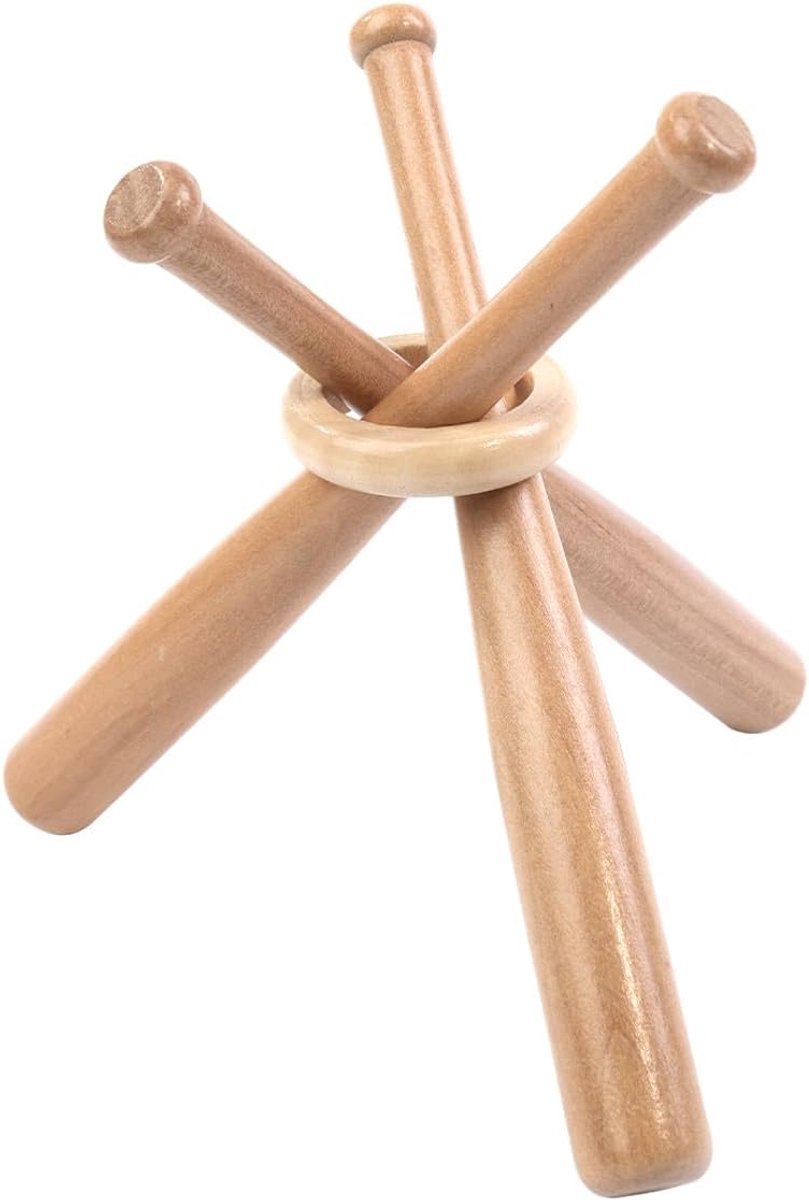 SnelShoppen - Baseball Display Stand Holder Houten Standhouder voor Baseball en Golfbal Memorabilia met 3 Mini Baseball Bats