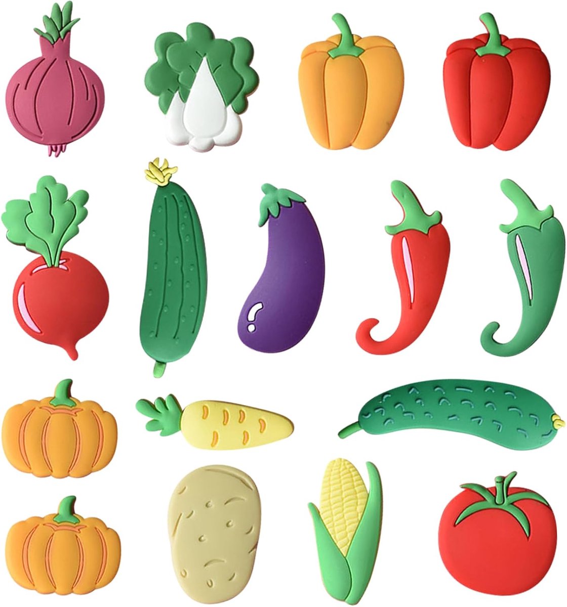 SnelShoppen - 16 Stuks Koelkastmagneten, Vegetarische Fridge Stickers, Schattige 3D Groente Magneten voor Keuken, Duurzame Fridge Decoratie voor Thuis