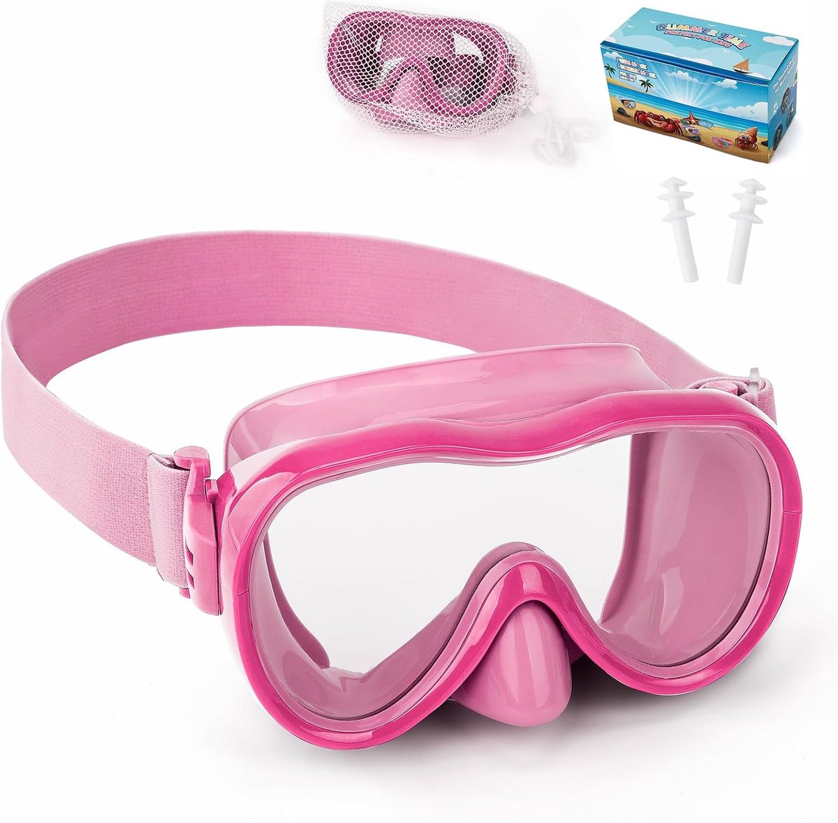 SnelShoppen - Kinderen Zwem Goggles, Anti-Lek Snorkelmasker met Neusbedekking en Elastische Band, UV Bescherming, Zwem Goggles voor Jongens en Meisjes