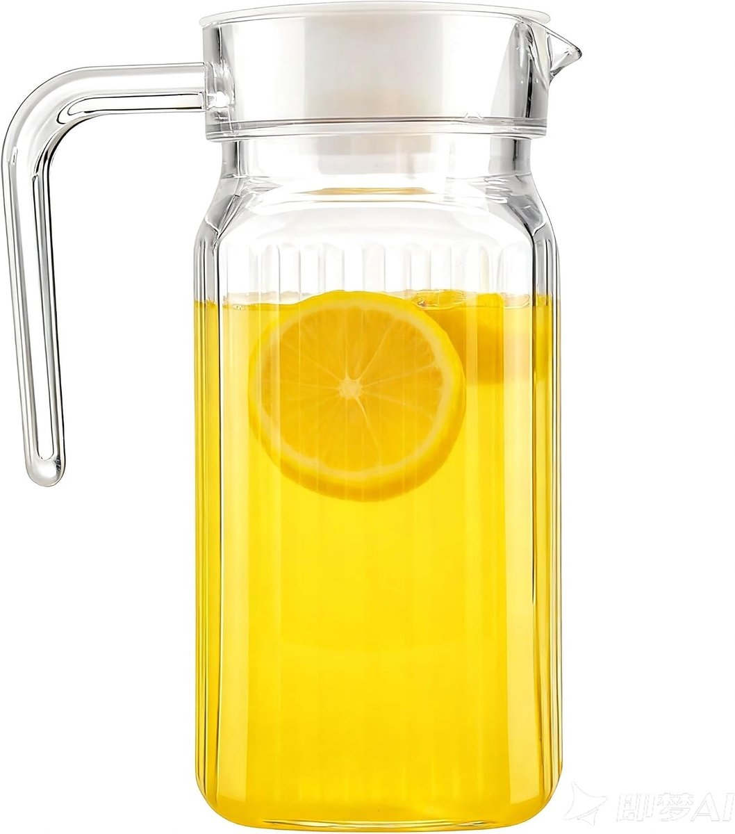 SnelShoppen - Stijlvolle Gestreepte Waterijs Koude Sapkan Drinkkan, Transparante Acryl Sapfles met Deksel voor Thuis, Bar, Club of Restaurant (500ML)
