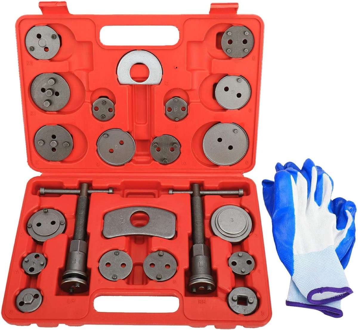 SnelShoppen - 22-delige Universele Rempiston Reset Set - Rempistons Reset Tool voor Auto's - Hoogwaardig Chroom Vanadium Staal - Inclusief 18 Adapters