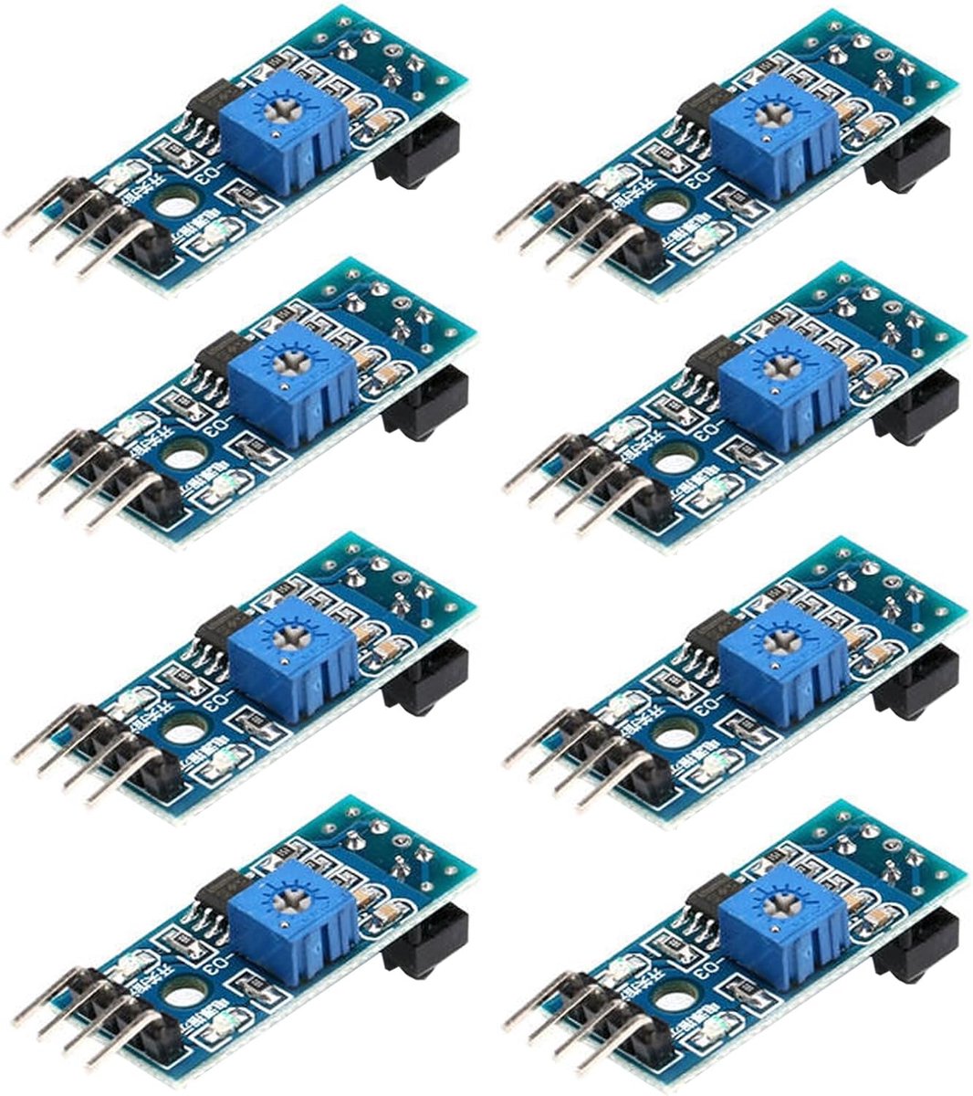 SnelShoppen - Pack van 8 TCRT5000 Infrarood Reflector Sensor Modules Digitale Lichtintensiteit Sensor Module Zes-Draad Interface DC 3.3V-5V