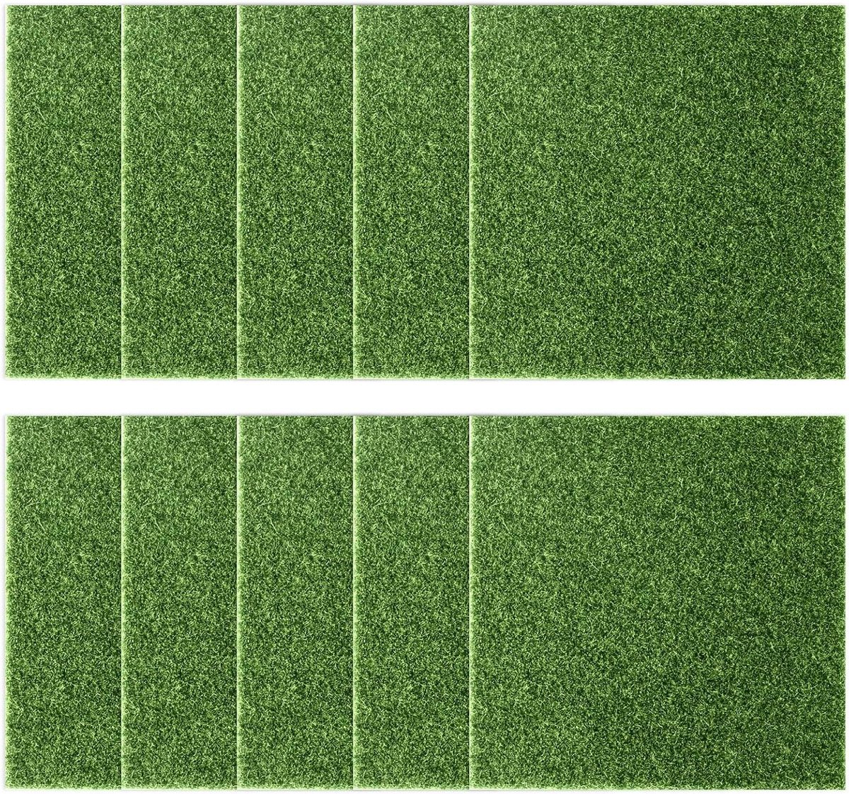 Kunstgras Miniatuur - Dorpel Mat - Hobby Modellen - Realistisch Groen - 10 Stuks 15x15 - Groen