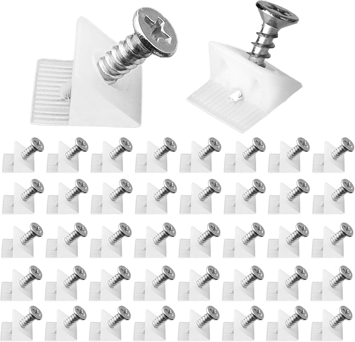 Ewwtrey 120 Pcs Rear Wall Connectors, Cabinet Wall Mount Wedges with Back Wall Screws, Furniture Wedges for Sagging - ShopVlot