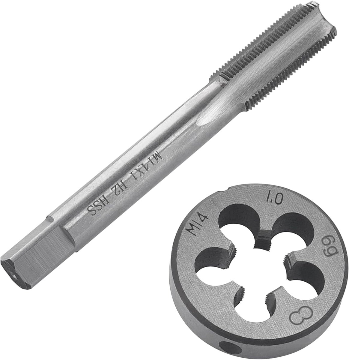 SnelShoppen - Thread Cutting M14 x 1 mm, HSS Draadboor en Snijset, Rechtsdraad, Fijne Draad, Rechte Ribbel Draad Cutter, 102mm, 31mm Draadlengte