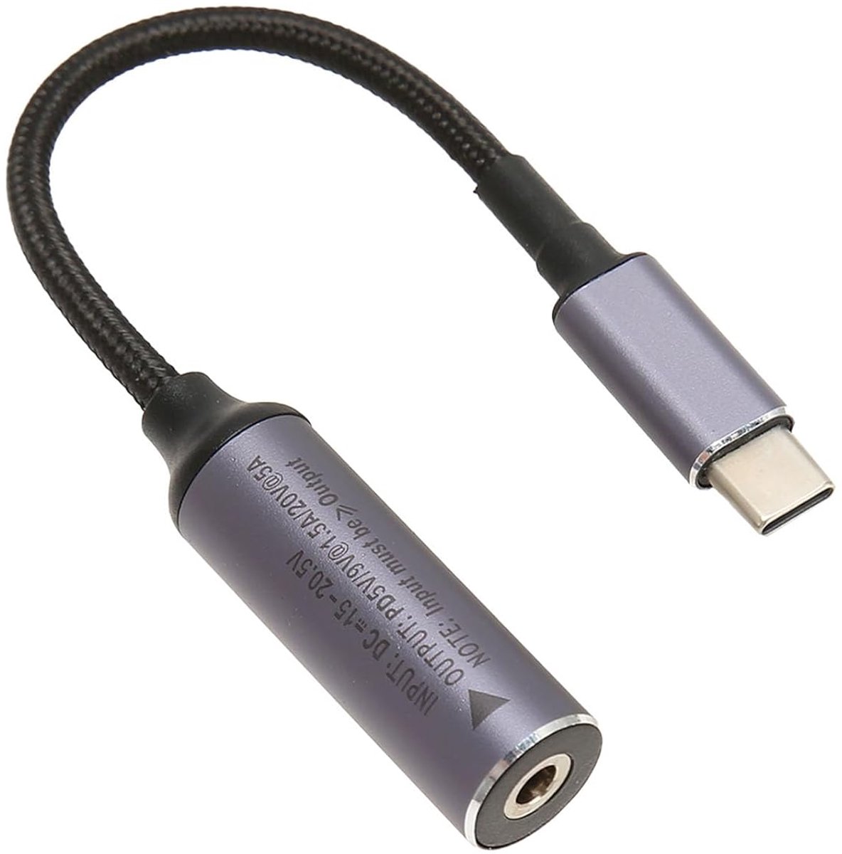 SnelShoppen - PD DC naar Type C Kabel 100W - 4.0mm X 1.7mm Vrouwelijke Ingang naar USB Type C Mannelijke Kabel met Automatische Identificatie Chip - G