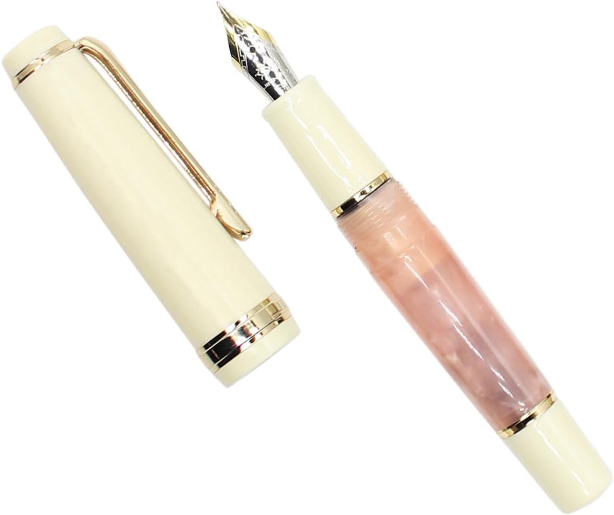 SnelShoppen - Mini Vulpen met Gouden Accent, Acryl Pocket Pen, Roze, Fijne Punt (0.5mm) voor Notities, Schrijven en Creatief Gebruik