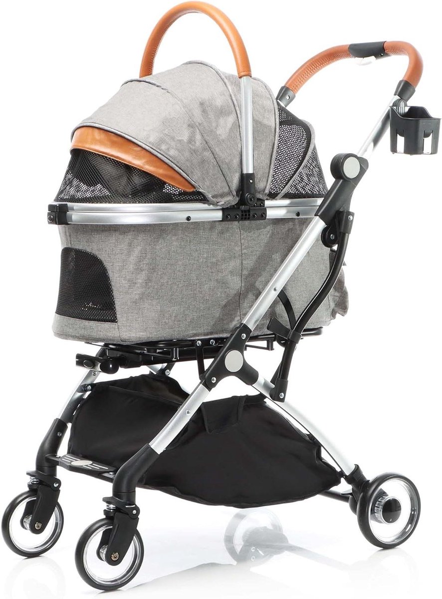 Huisdierwagen - Hondenbuggy - Uitstapjes met dier - Inklapbaar frame - 77 x 48 x 100 cm - Grijs