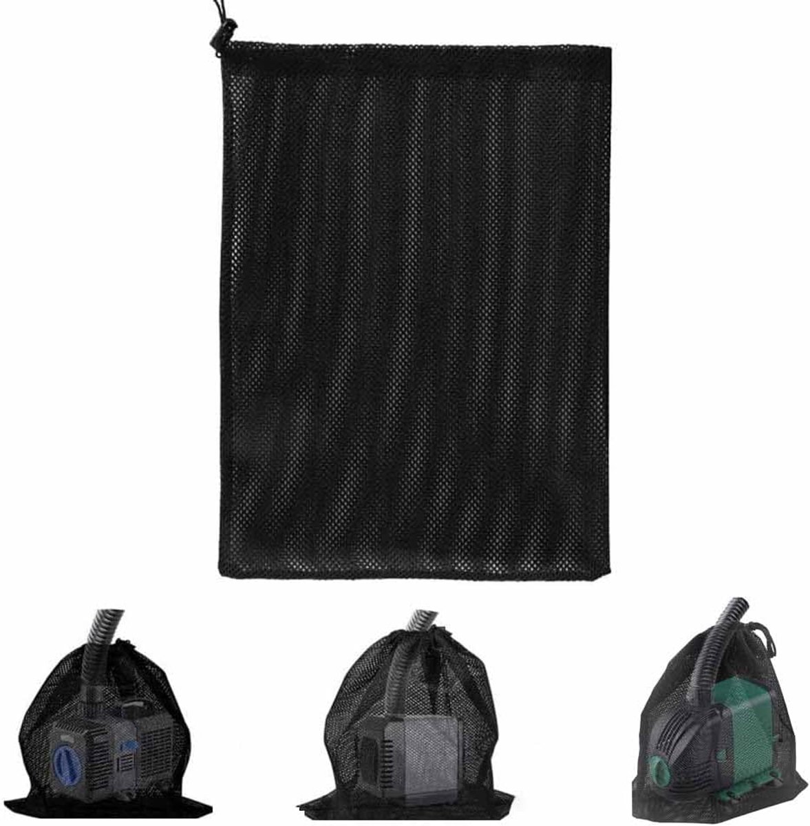 SnelShoppen - Pump Bag, Net Pump Bag, Vijverpomp Filterzak, Filteraccessoires voor Huishoudelijke Waterpompen, 41 x 31 cm, Zwart, Ideaal voor Tuin en