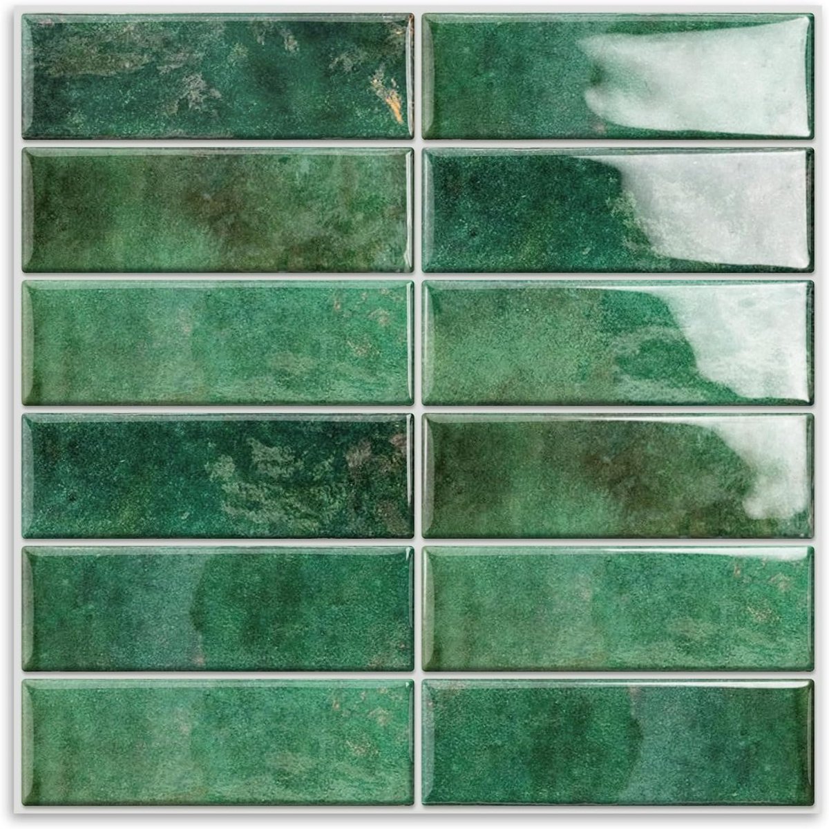 SnelShoppen - Subway Tegel Peel en Stick Backsplash, Groene Zelfklevende Wandtegels voor Keuken, Badkamer, Motorhome (10 Vellen, 30.5x30.5cm)
