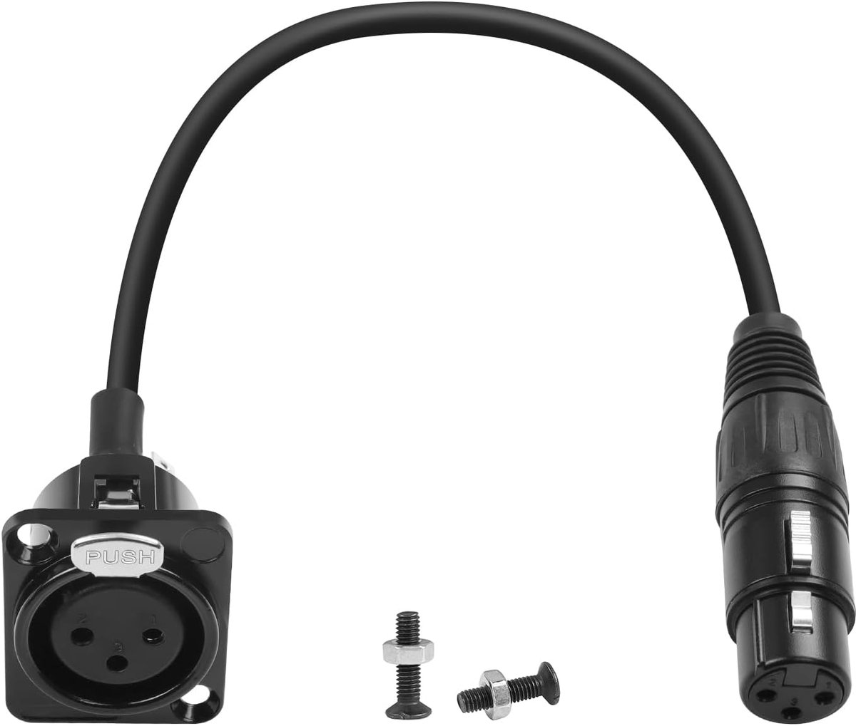 QIANRENON XLR Panel Mount Audio Socket - 3Pin Female to Female Cable Adapter With Feedthrough Shot Extender for - ShopVlot