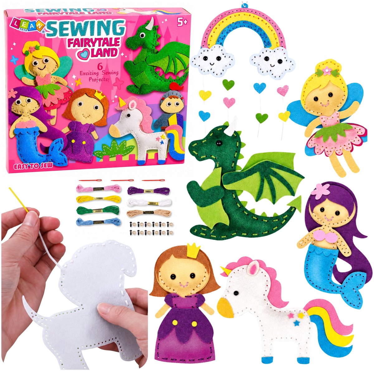 Creatieve set vilten naaiknuffels Sprookjesland Diy 6-delig. - UNI