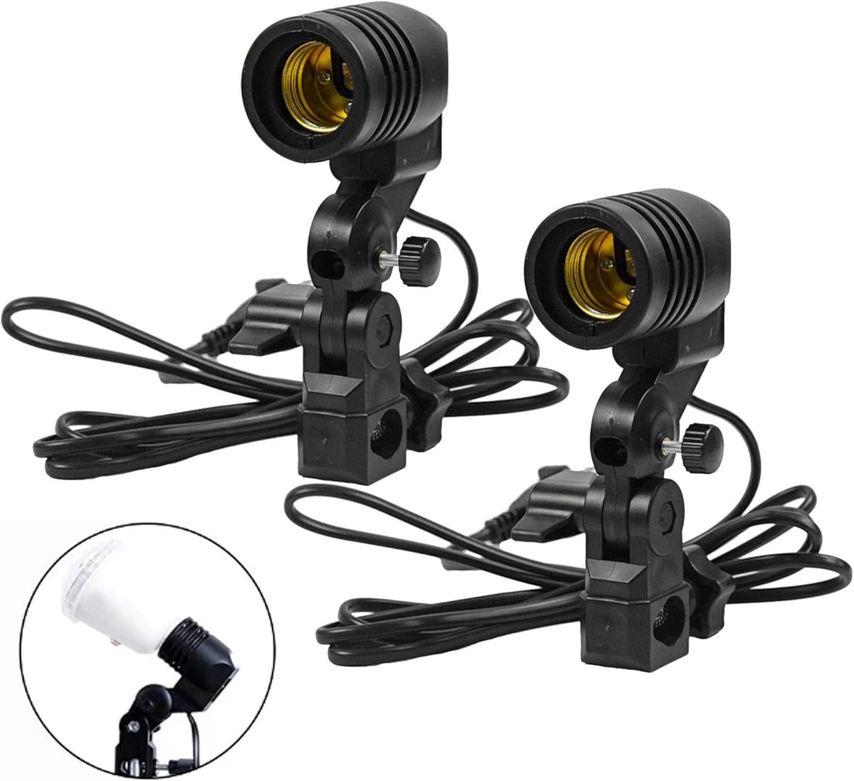 Professionele Fotolampen met E27 Fitting en Klemhouder voor Studioverlichting - Set van 2