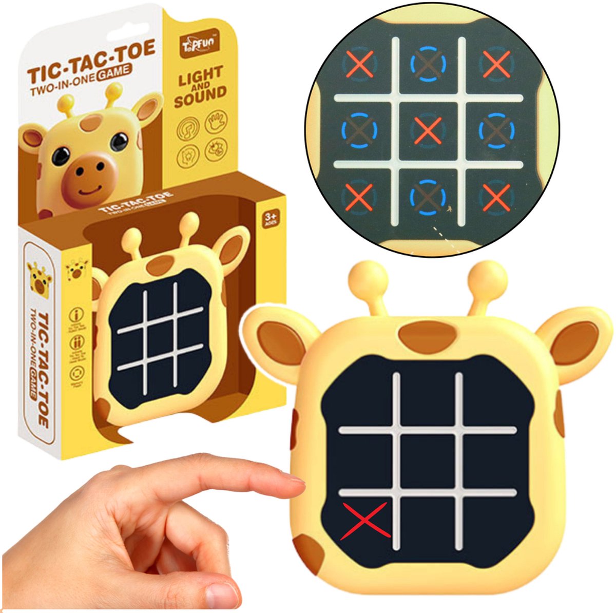 Elektronisch spel 3in1 Tic Tac Toe Memory Giraffe Geel - UNI