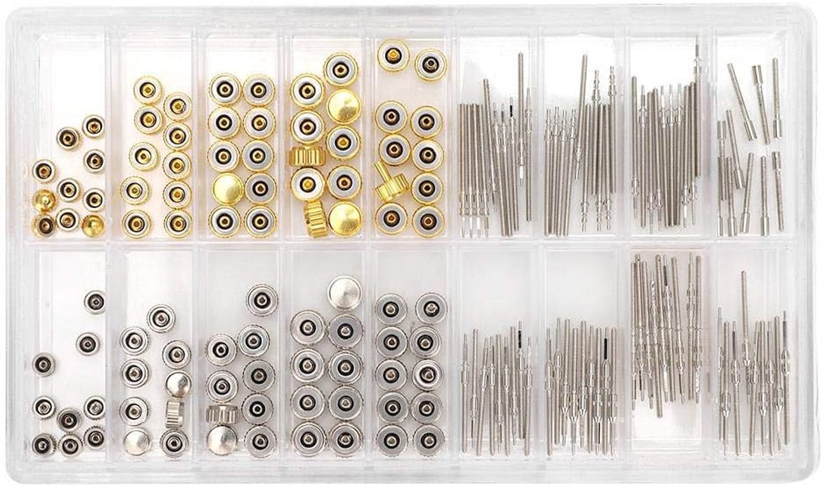SnelShoppen - Horloge Reparatie Kit met Stelenverlengers en Kronen Accessoire Vervangset in Doos - Professioneel, Duurzaam en Veelzijdig voor Diverse