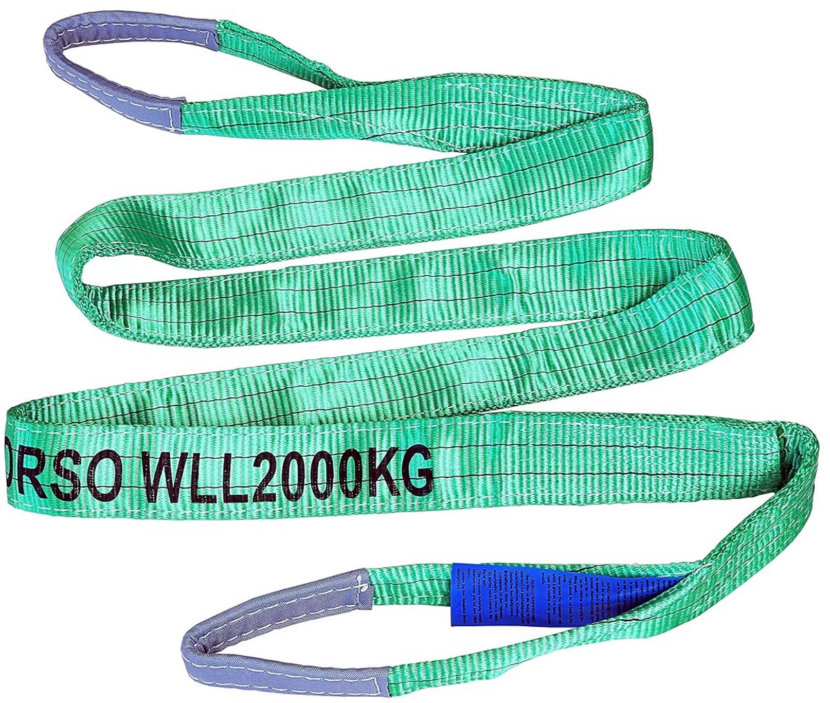 SnelShoppen - 2t Tillingsband 3m met 2 Lussen, 2-laags Ronde Lifting Strap, Boomband, Bergband, Sleepkabel, Slipvrij, Hoge Belastbaarheid, Groen