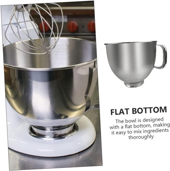 Roestvrijstalen Mengkom - Mixer Kom Fruitschaal - Bakken en Mengen - Compatibel met Keukenmixers - 22 cm diameter - Zilver — afbeelding 4