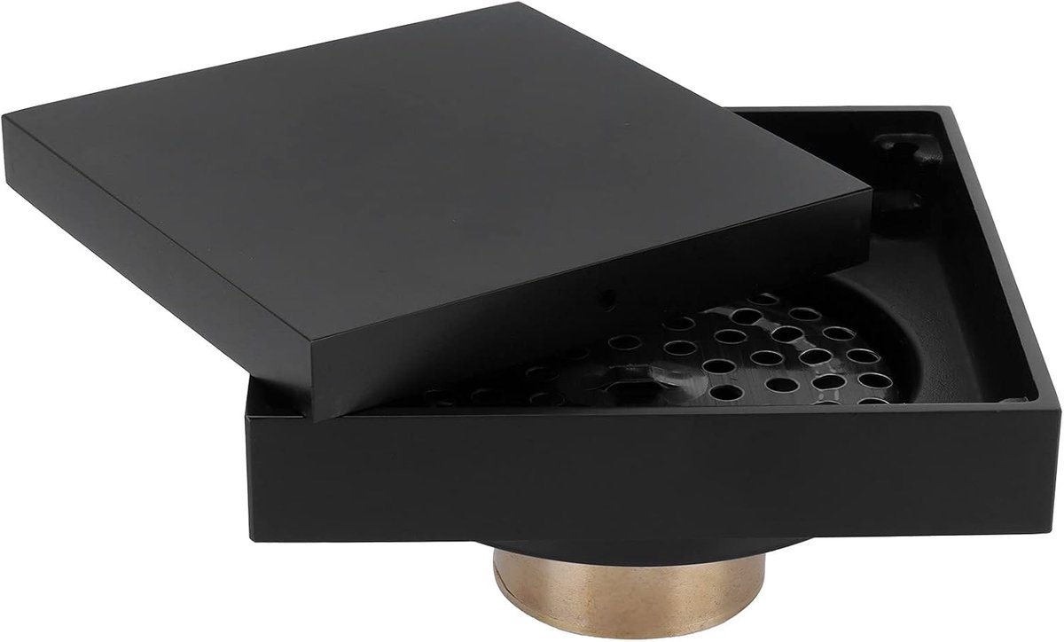 SnelShoppen - 10x10cm Koper Badkamerafvoer Zwart Onzichtbare Afvoer Antigeur Afvoerplug voor Keuken Badkamer Douche