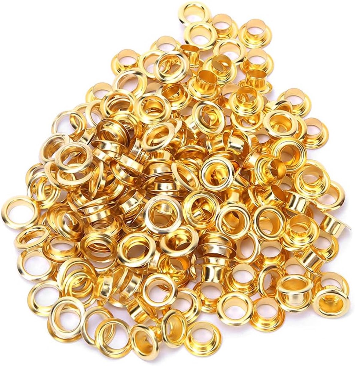 SnelShoppen - 100 Stuks Gouden Eyelets Grommet Ringen Messing 6mm Voor Bead Kernen Kleding Leer Canvas DIY Klussen