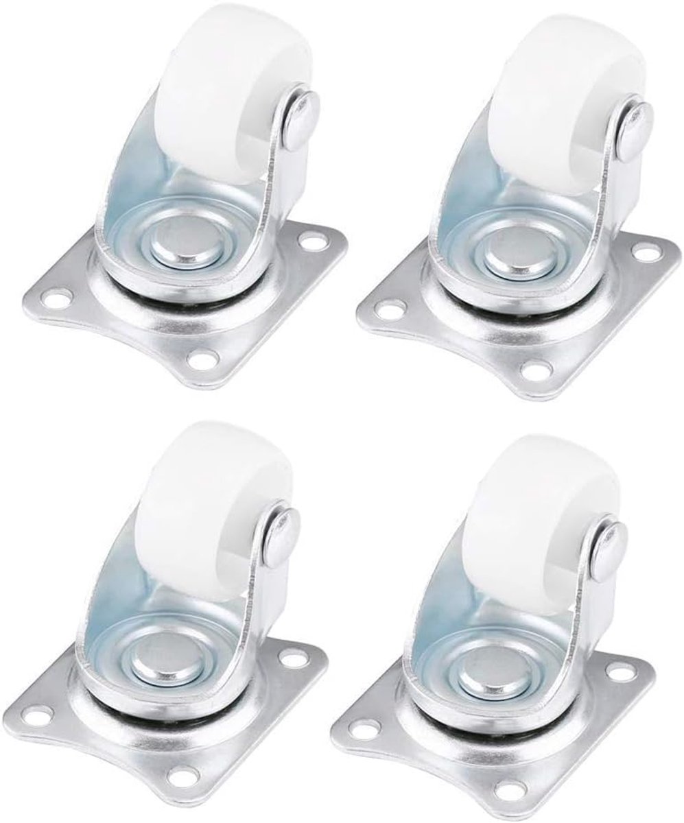 SnelShoppen - 4 Stuks Universele Castorwielen, 1" Witte Rollende Wielen met Beugels, Voor Tafels, Stoelen, Kleine Karren, Bagage, Vluchtkoffers