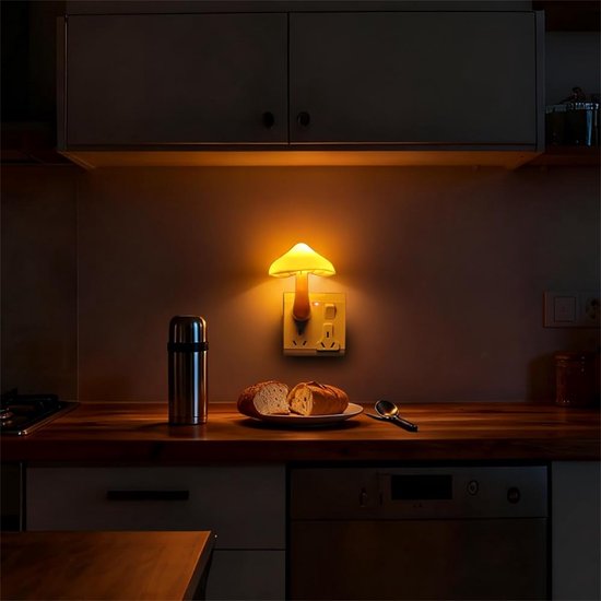 QTTVBTNA -Mushroom Nachtlicht - Schattige Paddenstoel Lamp - LED Sensor Nachtlampje - Warm Geel Zacht Licht - ABS Kunststof - Decoratief En Energiezuinig - Perfect Voor Slaapkamer En Gang - 1 Stuks van QTTVBTNA — afbeelding 4