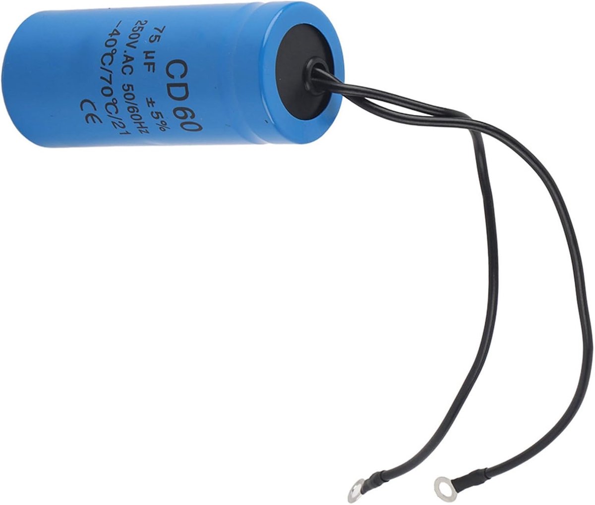 SnelShoppen - CD60 Startcapacitor 75uF 250V AC, Hoogwaardige Motor Startcapacitor, Duurzaam, Warmtebestendig, Inclusief Draad, Voor HVAC Toepassingen
