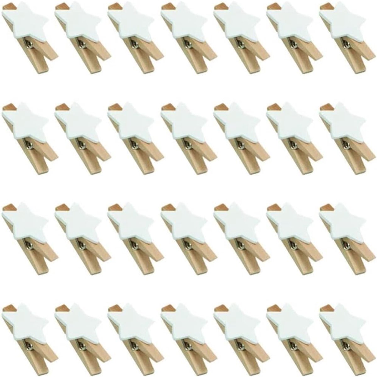 SnelShoppen - Pack van 100 Sterren Houten Wasknijpers Decoratieve Clips voor Foto's en Creatieve Klussen - Mini Kledingknijpers voor Kerstfeest, Bruil