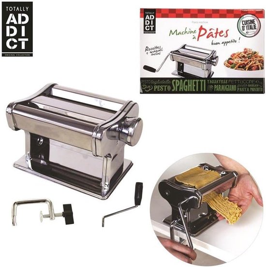 Pastamachine - Verse Pasta Maker - Zelf Pasta Maken - Roestvrij Staal - 20 x 14.5 cm - Grijs van Pastamachine — afbeelding 2