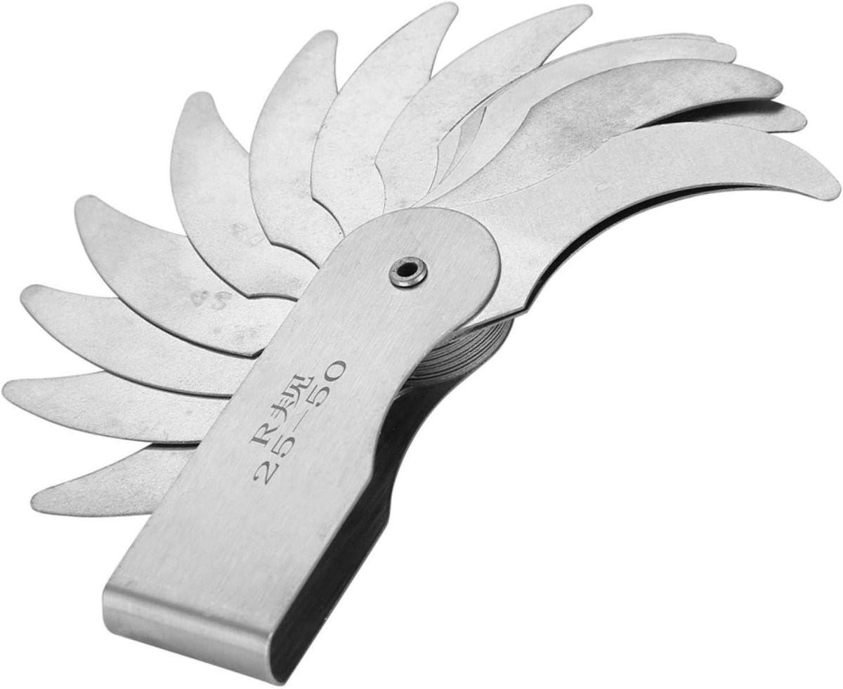 SnelShoppen - Radiusmeter voor Convex en Concave Oppervlakken, Roestvrij Staal, Handzaam Meetinstrument 25-50MM voor Gereedschaps- en Malmakers