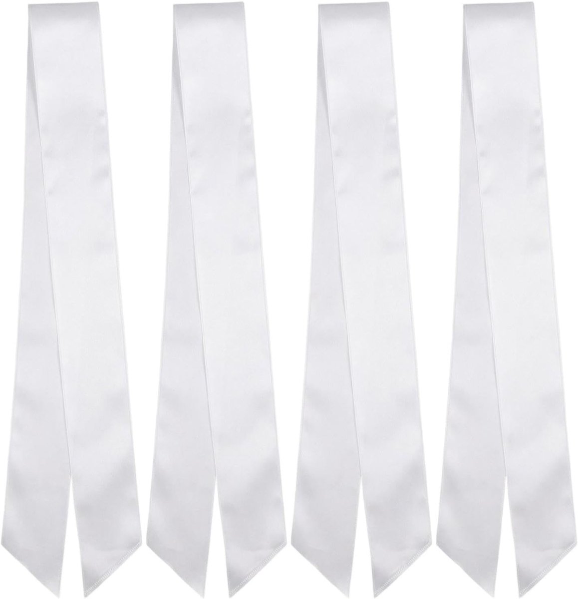 SnelShoppen - 4 Stuks Witte Lege Satijnen Sjerpen DIY Effen Zijde Sjerpen Voor Afstuderen Verjaardag Bruiloft Feestaccessoire 158x9.5cm