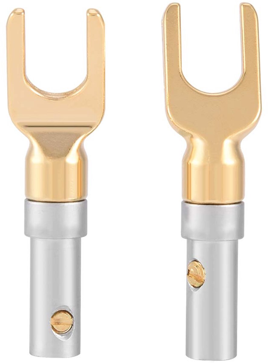 Hoogwaardige 4mm Banana U Fork Y Spade Plug Speaker Wire Connector - 6 Stuks Goud Geplateerd voor Betrouwbare Geluidsverbindingen