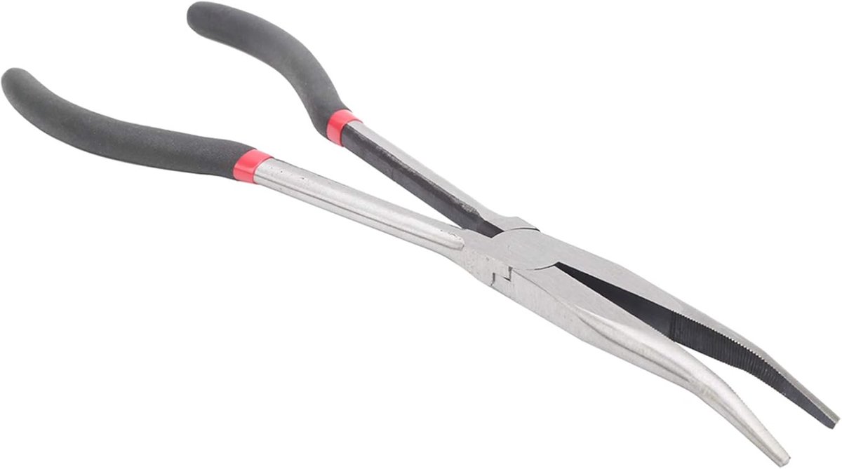 SnelShoppen - Extra Lange Punttang 11 inch - 280mm Verlengde Handgreep Tang met 25 Graden Gebogen Punt - Robuuste Gereedschap voor Klussen en Onderhou
