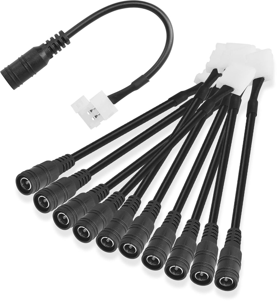2-pole LED connector DC 5.5 mm x 2.1 mm socket on 2-pole 8 mm widths, solder-free light strip clip for 3528 5050 LED - ShopVlot