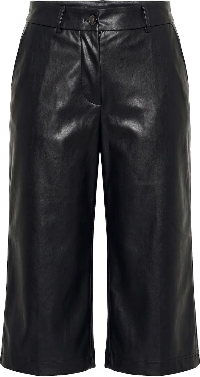 MIAMODA - Dames - Culotte leerlook wijde pijpen - Zwart - Maat 44