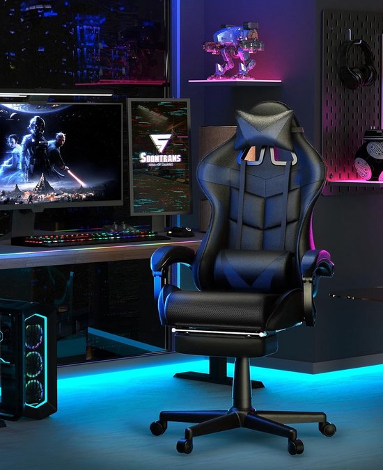 Gaming Stoel - Ergonomische Stoel - Comfortabel Gamen - Met Massagefunctie - Tot 135 kg - Zwart — afbeelding 4