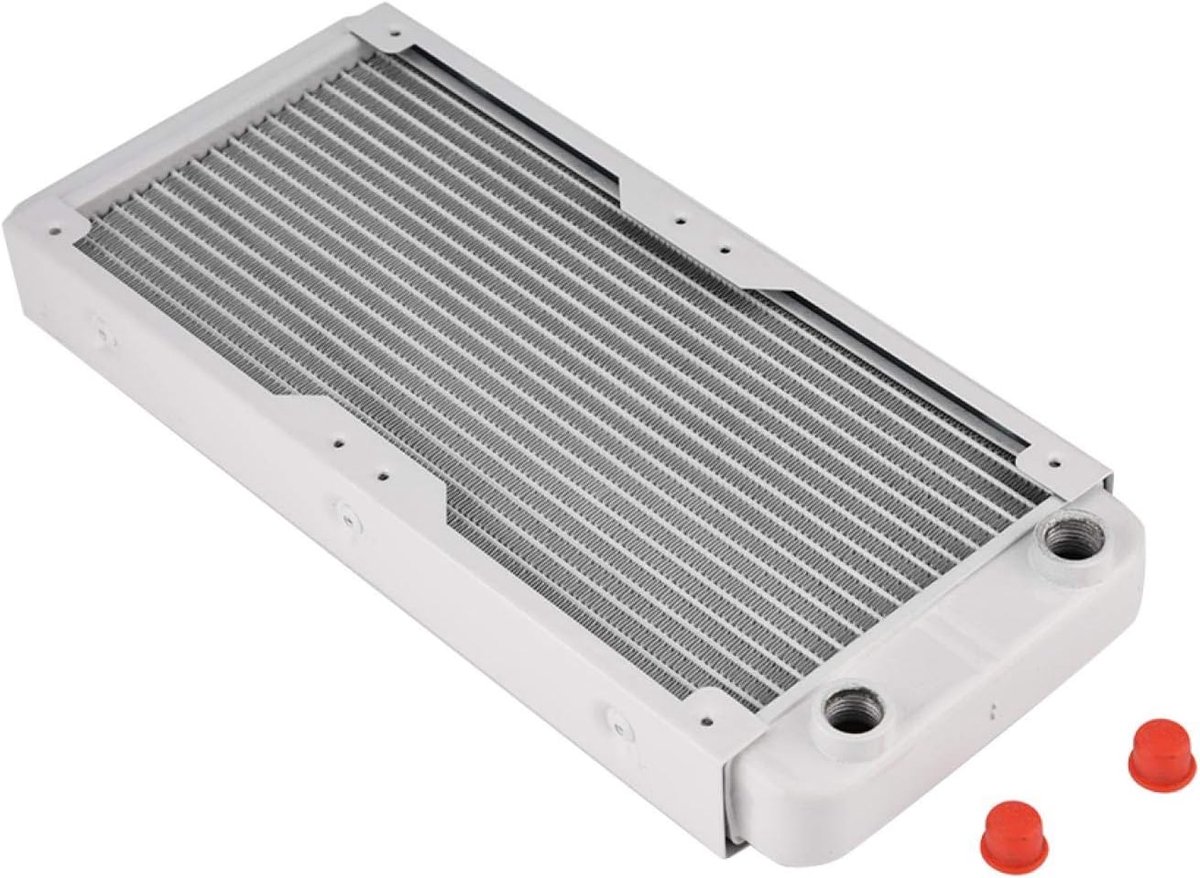 SnelShoppen - Aluminium Radiator 240mm G1/4 Draad Computer Waterkoeling Radiator Warmteafvoer Wit voor Computer, Luchtzuiveraar, 3D Printers en LED To