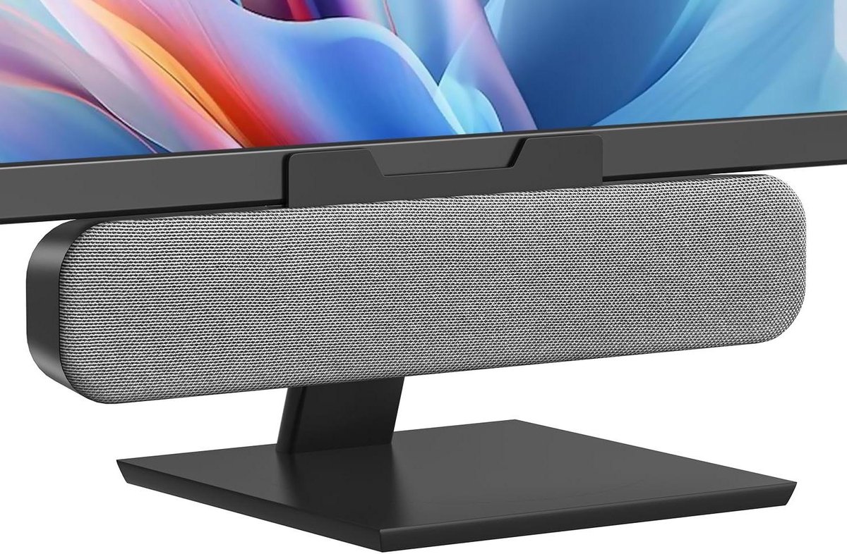 Computer Luidsprekers - Mini Soundbar - Muziek Luisteren - Clip-on Scherm Ontwerp - 7 Centimeter - Grijs