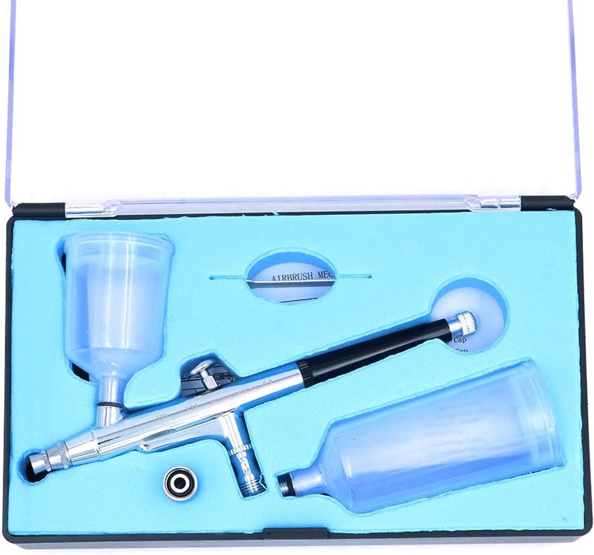 SnelShoppen - 0.3mm Dubbel Actie Airbrush Kit met Verschillende Bekers - Draagbare Airbrush Set voor Make-up, Modelbouw, Creatieve Hobby's